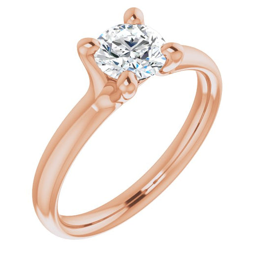 10K Rose Gold Customizable Round Cut Fabulous Solitaire