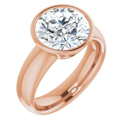 10K Rose Gold Customizable Bezel-set Round Cut Solitaire with Wide Band