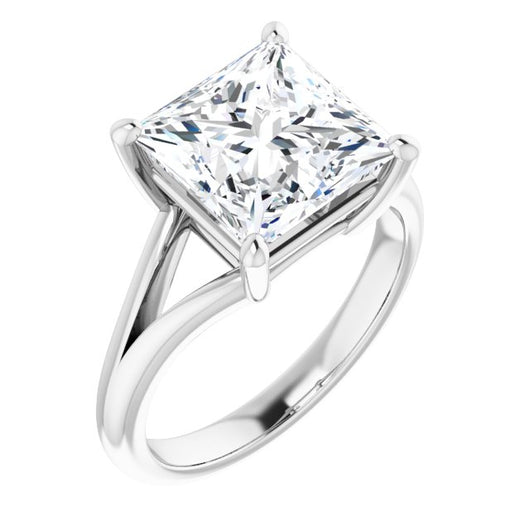 10K White Gold Customizable Princess/Square Cut Solitaire with Tapered Split Band