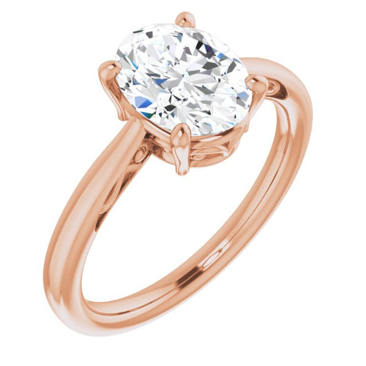 10K Rose Gold Customizable Oval Cut Solitaire with 'Incomplete' Decorations