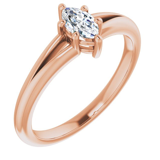 10K Rose Gold Customizable Marquise Cut Solitaire with Tapered Split Band