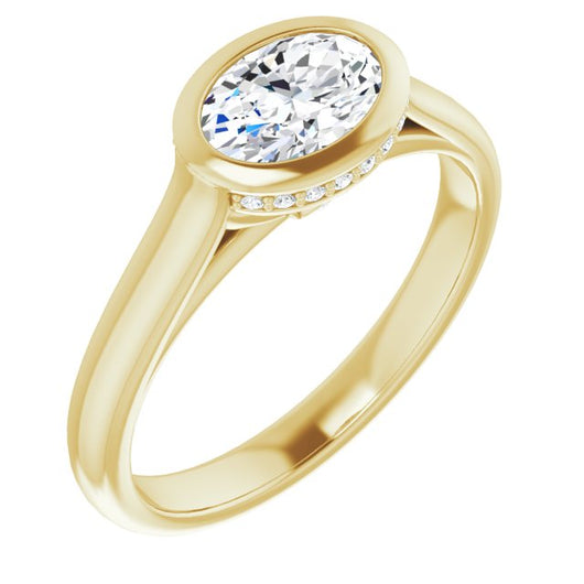 10K Yellow Gold Customizable Oval Cut Semi-Solitaire with Under-Halo and Peekaboo Cluster