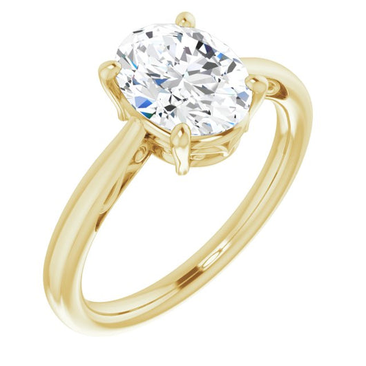 10K Yellow Gold Customizable Oval Cut Solitaire with 'Incomplete' Decorations