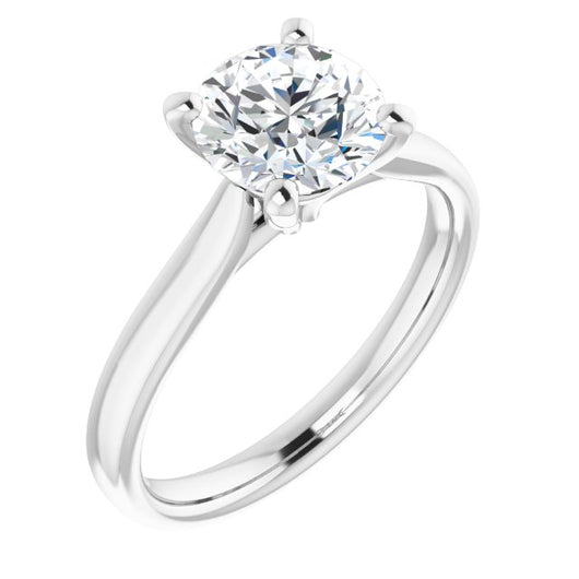 10K White Gold Customizable Cathedral-Prong Round Cut Solitaire