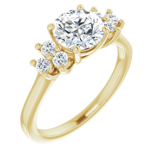 10K Yellow Gold Customizable Round Cut 7-stone Prong-Set Design