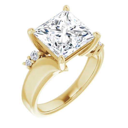 10K Yellow Gold Customizable 5-stone Princess/Square Cut Style featuring Artisan Bypass