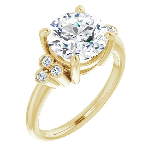 10K Yellow Gold Customizable 7-stone Round Cut Center with Round-Bezel Side Stones