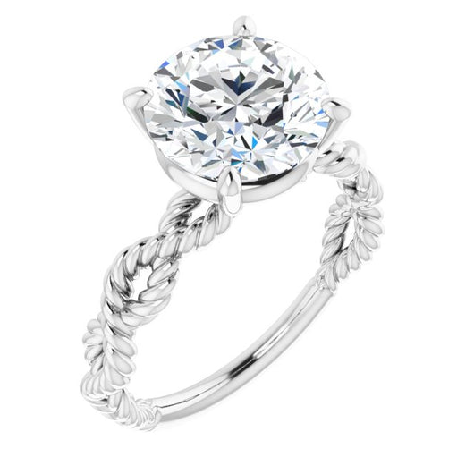 10K White Gold Customizable Round Cut Solitaire with Infinity-inspired Twisting-Rope Split Band