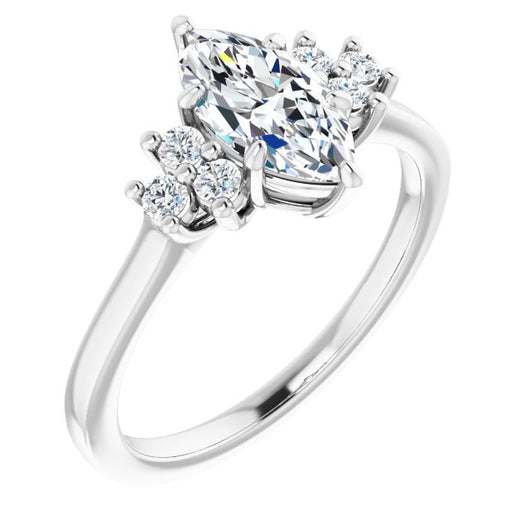 10K White Gold Customizable Marquise Cut 7-stone Prong-Set Design