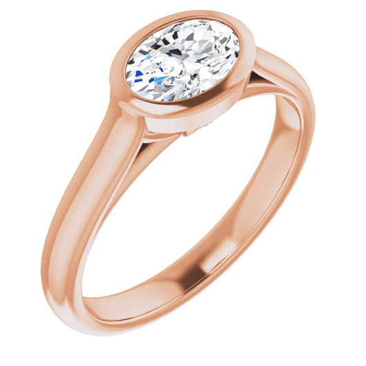 10K Rose Gold Customizable Cathedral-Bezel Oval Cut 7-stone "Semi-Solitaire" Design