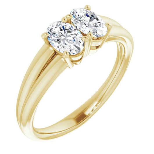 10K Yellow Gold Customizable Two-Stone Oval Cut with Split Band