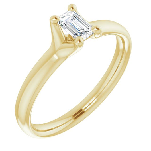 10K Yellow Gold Customizable Emerald/Radiant Cut Fabulous Solitaire