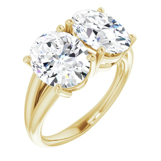 10K Yellow Gold Customizable Two-Stone Oval Cut with Split Band