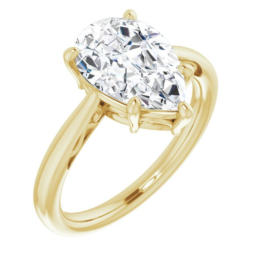 10K Yellow Gold Customizable Pear Cut Solitaire with 'Incomplete' Decorations