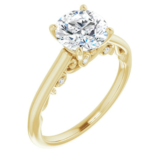 10K Yellow Gold Customizable Cathedral-set Round Cut Style featuring Peekaboo Trellis Hidden Stones