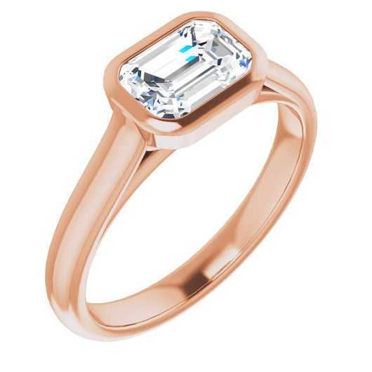 10K Rose Gold Customizable Cathedral-Bezel Emerald/Radiant Cut 7-stone "Semi-Solitaire" Design