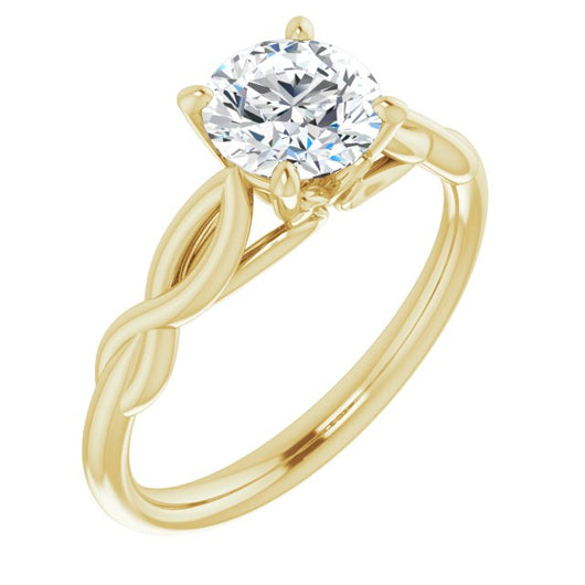 10K Yellow Gold Customizable Round Cut Solitaire with Braided Infinity-inspired Band and Fancy Basket)