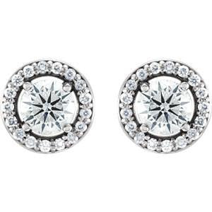 Cubic Zirconia Earrings- Customizable Round Cut Halo-Styled Stud Earring Set