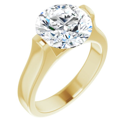 10K Yellow Gold Customizable Bar-set Round Cut Solitaire