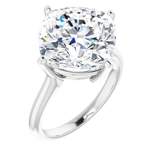 10K White Gold Customizable Cushion Cut Solitaire with Raised Prong Basket