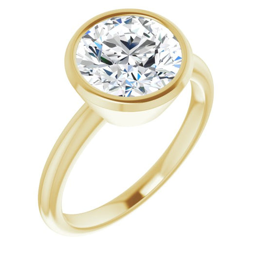 10K Yellow Gold Customizable Bezel-set Round Cut Solitaire with Thin Band