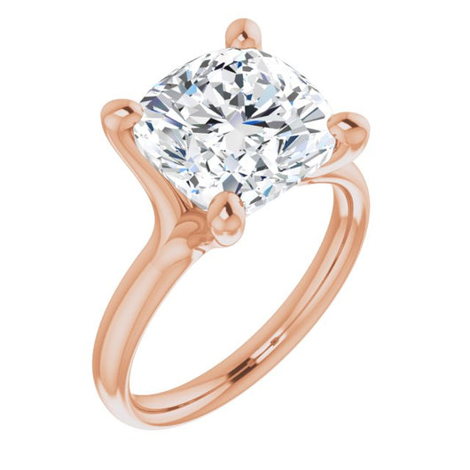 10K Rose Gold Customizable Cushion Cut Fabulous Solitaire