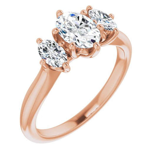 10K Rose Gold Customizable Triple Oval Cut Design with Decorative Trellis