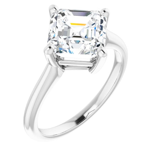 10K White Gold Customizable Asscher Cut Solitaire with Raised Prong Basket