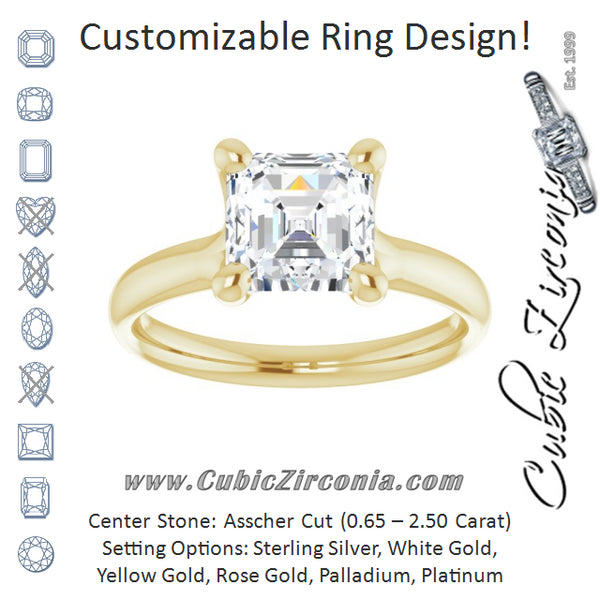 Cubic Zirconia Engagement Ring- The Carrie Anne (Customizable Asscher Cut Fabulous Solitaire)