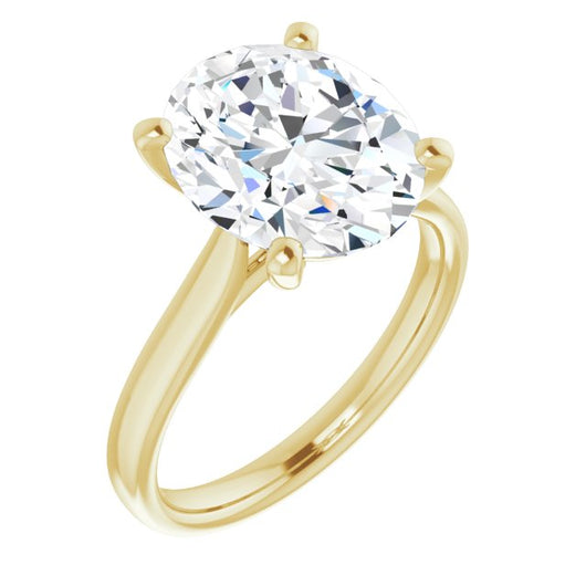 10K Yellow Gold Customizable Cathedral-Prong Oval Cut Solitaire