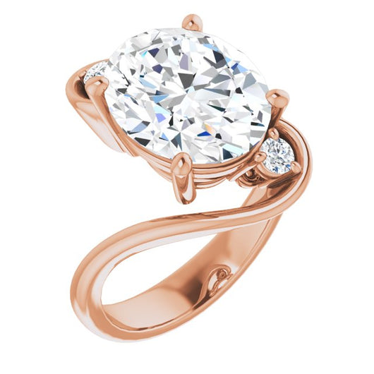 10K Rose Gold Customizable 3-stone Oval Cut Setting featuring Artisan Bypass