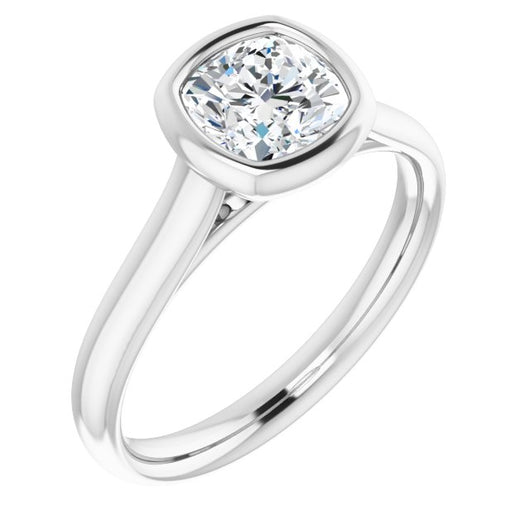 10K White Gold Customizable Cathedral-Bezel Cushion Cut Solitaire