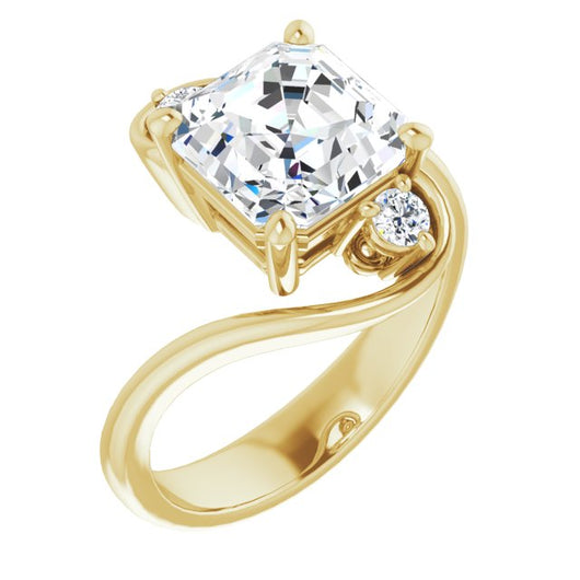 10K Yellow Gold Customizable 3-stone Asscher Cut Setting featuring Artisan Bypass