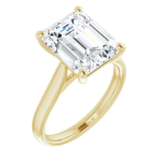 10K Yellow Gold Customizable Cathedral-Prong Emerald/Radiant Cut Solitaire