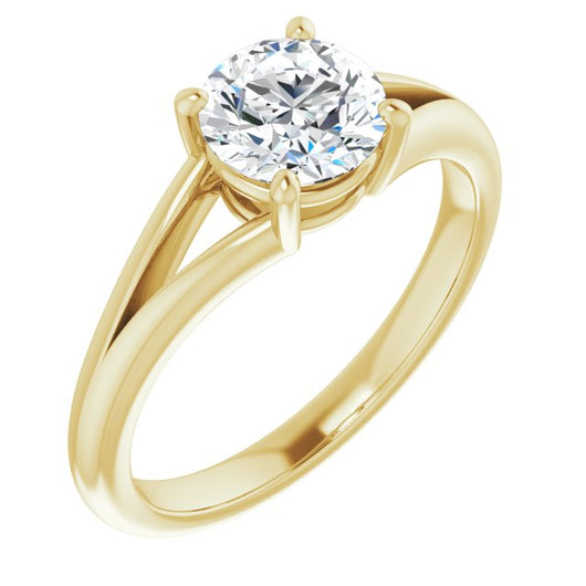 10K Yellow Gold Customizable Round Cut Solitaire with Tapered Split Band