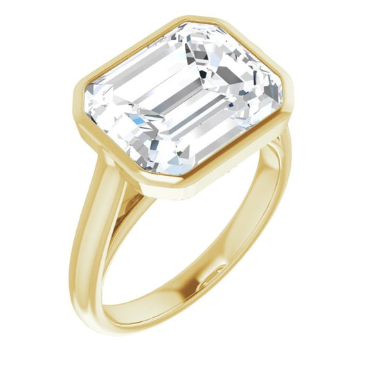 10K Yellow Gold Customizable Cathedral-Bezel Emerald/Radiant Cut 7-stone "Semi-Solitaire" Design