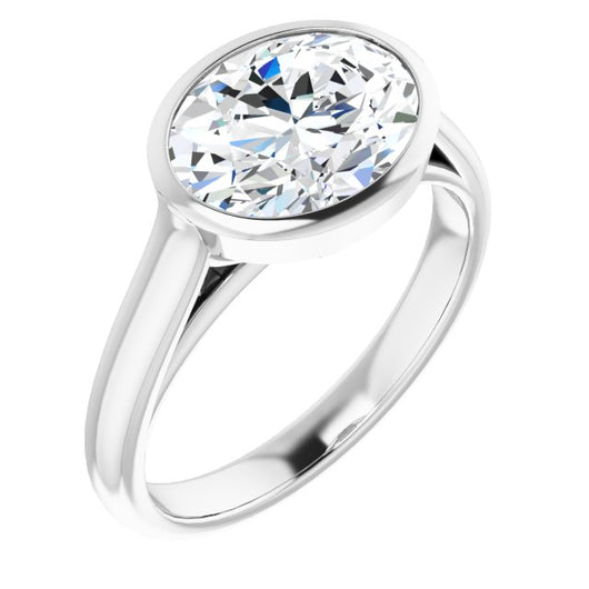 10K White Gold Customizable Cathedral-Bezel Oval Cut 7-stone "Semi-Solitaire" Design