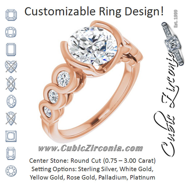 Cubic Zirconia Engagement Ring- The Destiny (Customizable 7-stone Round Cut Design with Interlocking Infinity Band)