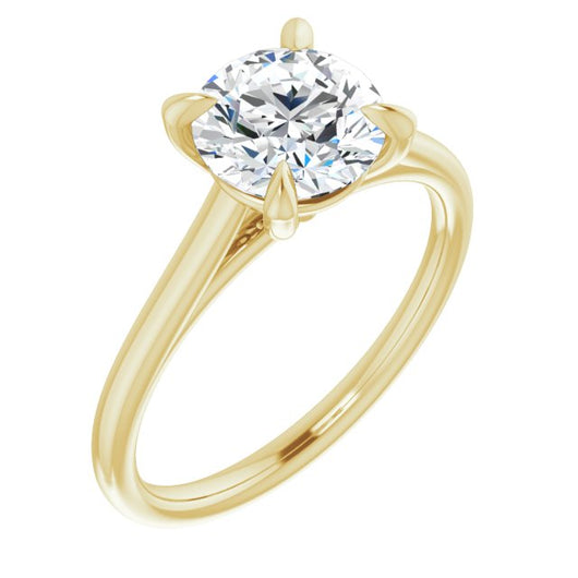 10K Yellow Gold Customizable Classic Cathedral Round Cut Solitaire