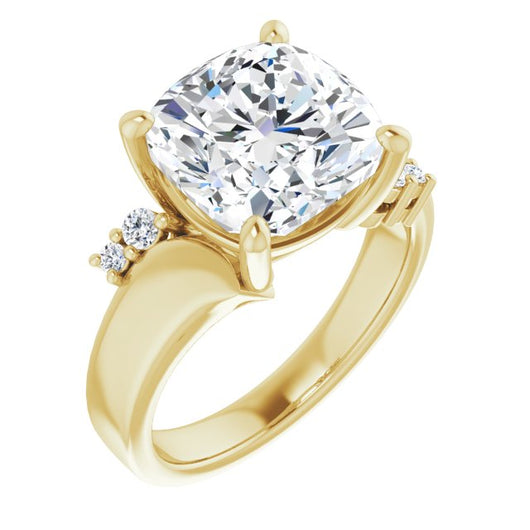 10K Yellow Gold Customizable 5-stone Cushion Cut Style featuring Artisan Bypass