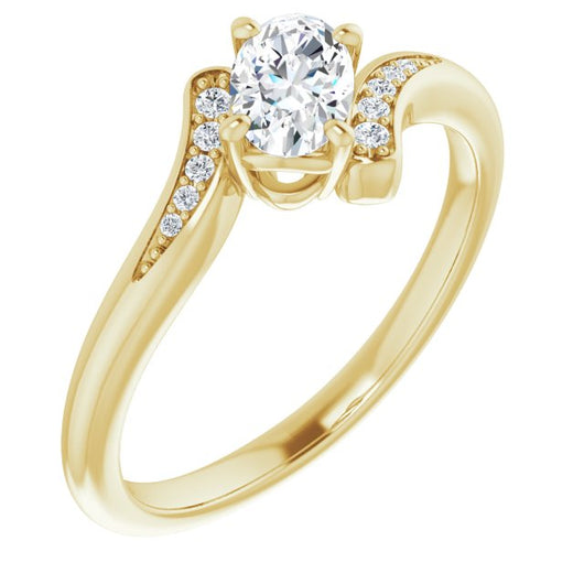 10K Yellow Gold Customizable 11-stone Oval Cut Design with Bypass Channel Accents