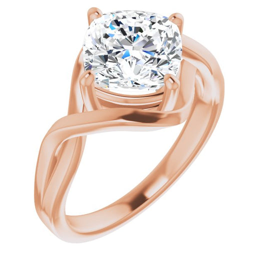 10K Rose Gold Customizable Cushion Cut Hurricane-inspired Bypass Solitaire