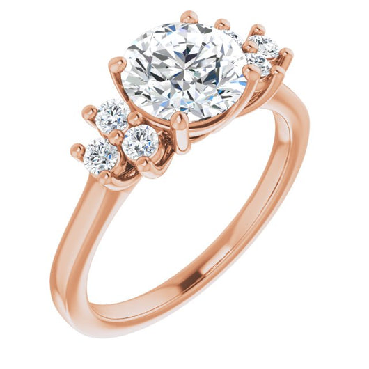 10K Rose Gold Customizable Round Cut 7-stone Prong-Set Design