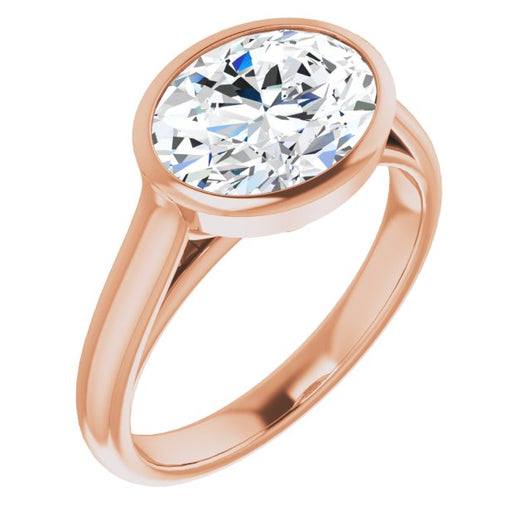 10K Rose Gold Customizable Cathedral-Bezel Oval Cut 7-stone "Semi-Solitaire" Design