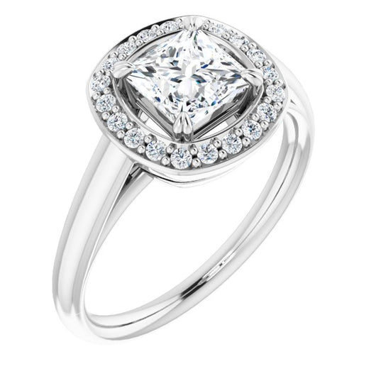 10K White Gold Customizable Princess/Square Cut Design with Loose Halo