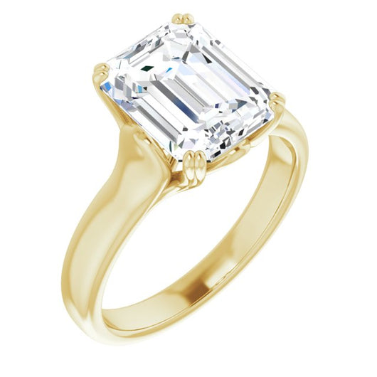 10K Yellow Gold Customizable Emerald/Radiant Cut Solitaire with Under-trellis Design