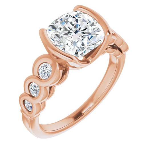 10K Rose Gold Customizable 7-stone Cushion Cut Design with Interlocking Infinity Band