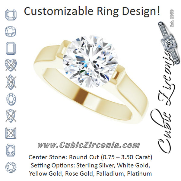 Cubic Zirconia Engagement Ring- The Jiàn (Customizable Bar-set Round Cut Solitaire)