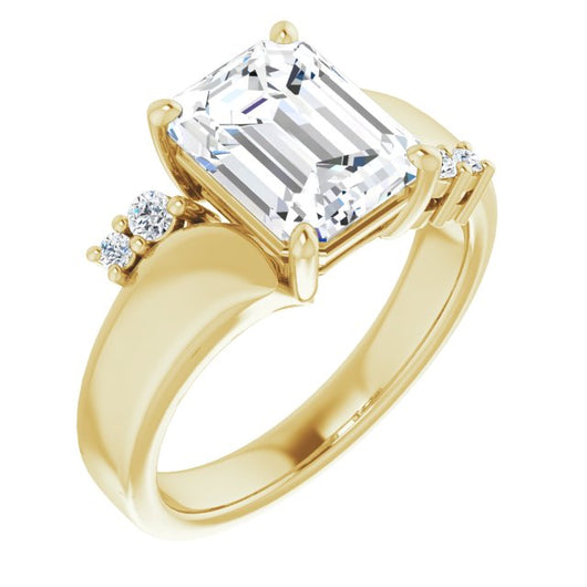 10K Yellow Gold Customizable 5-stone Emerald/Radiant Cut Style featuring Artisan Bypass