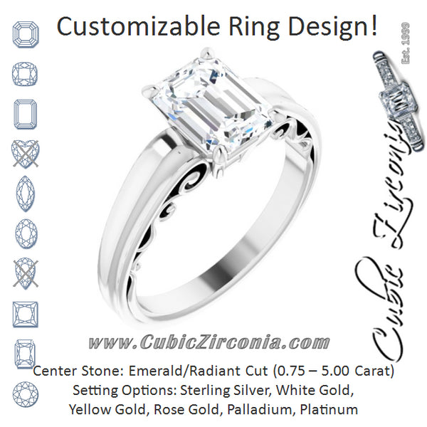 Cubic Zirconia Engagement Ring- The Aliyah Rose (Customizable Radiant Cut Solitaire)